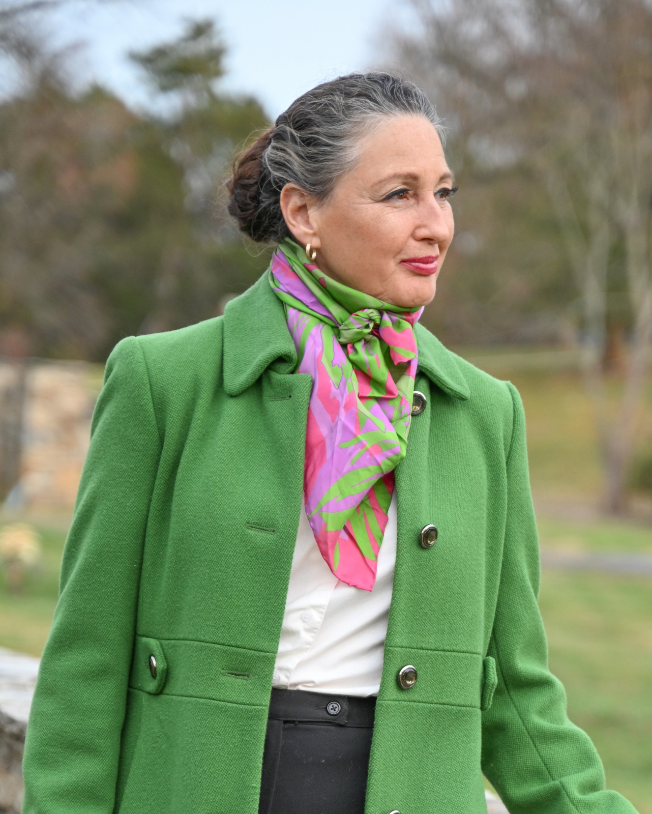 Pink Green Feathered Carousel Scarf