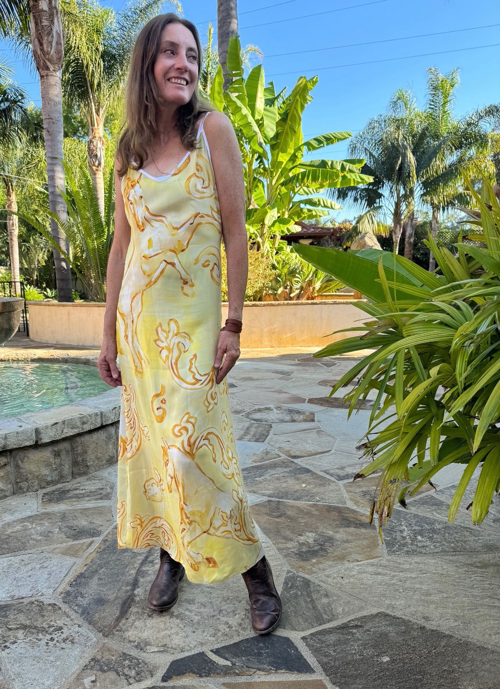 Limoncello Equestrian Silk Slip Dress