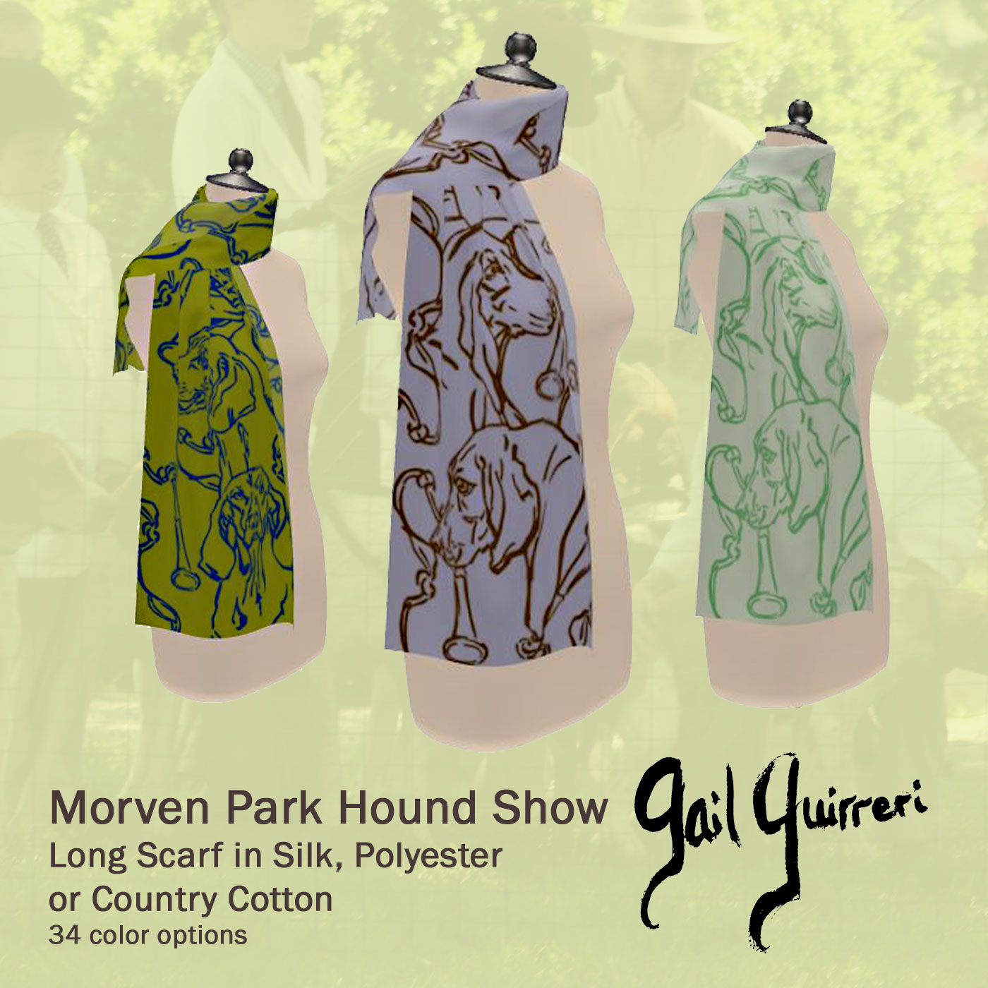 Hunting Hounds Long Scarf by Gail Guirreri