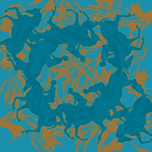 Blue Ochre Feathered Carousel Scarf