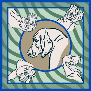 Hound Portrait Scarf Blue Teal