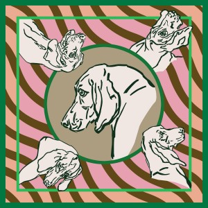 Hound Portrait Scarf Pink Green