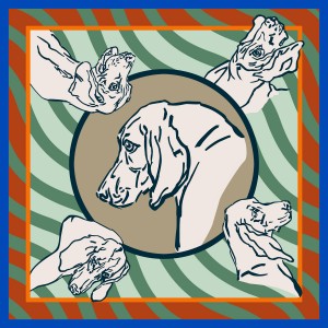 Hound Portrait Scarf Tri Color Dark Green