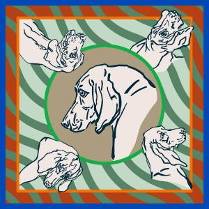 Hound Portrait Scarf Tri Color Green