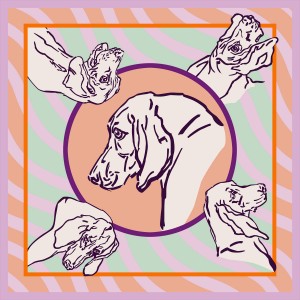 Hound Portrait Scarf Tri Color Pink Violet
