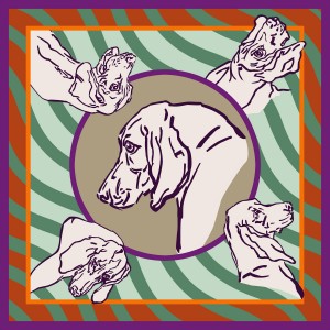 Hound Portrait Scarf Tri Color Violet