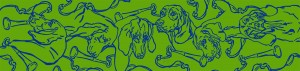Hunting Hounds Long Scarf Blue and Green by Gail Guirreri