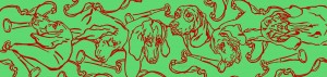 Hunting Hounds Long Scarf Cool Green Christmas by Gail Guirreri