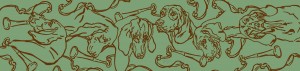 Hunting Hounds Long Scarf Mint by Gail Guirreri