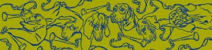 Hunting Hounds Long Scarf Navy Chartreuse by Gail Guirreri