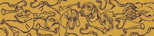 Hunting Hounds Long Scarf Purple Yellow Ochre by Gail Guirreri