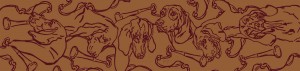 Hunting Hounds Long Scarf Russet by Gail Guirreri