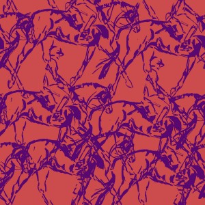 Hunter Hack Purple Melon repeating equestrian design for fabric and gifts