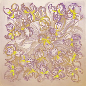 Iris Sensation Square Scarf Lavender Wings by artist Gail Guirreri