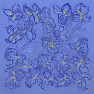 Iris Sensation Square Scarf, Morning by artist Gail Guirreri