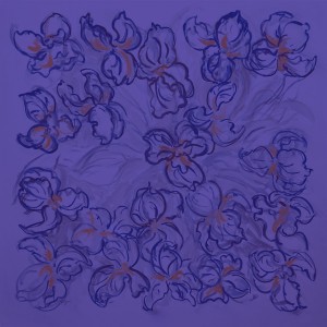 Iris Sensation Square Scarf, Plum Crazy by artist Gail Guirreri