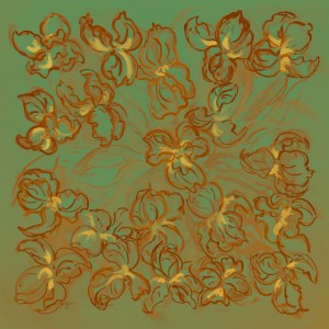 Iris Sensation Square Scarf Spring Forrest by artist Gail Guirreri