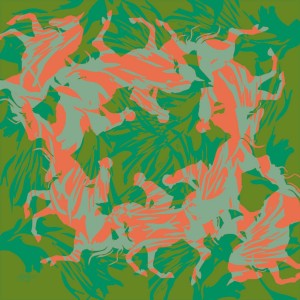 Peach Green Feathered Carousel Scarf