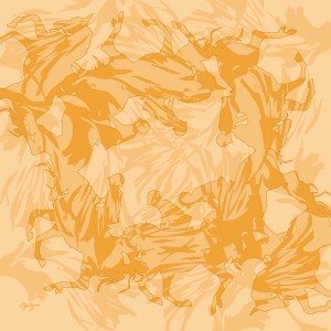 Soft Peach Feathered Carousel Scarf
